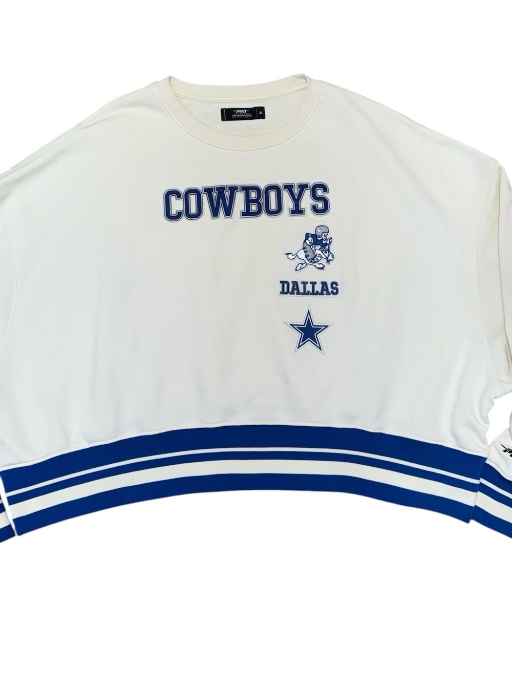 Dallas Cowboys Womens XL Oversized Sweatshirt Pullover Ivory Blue NFL Football - Picture 3 of 15